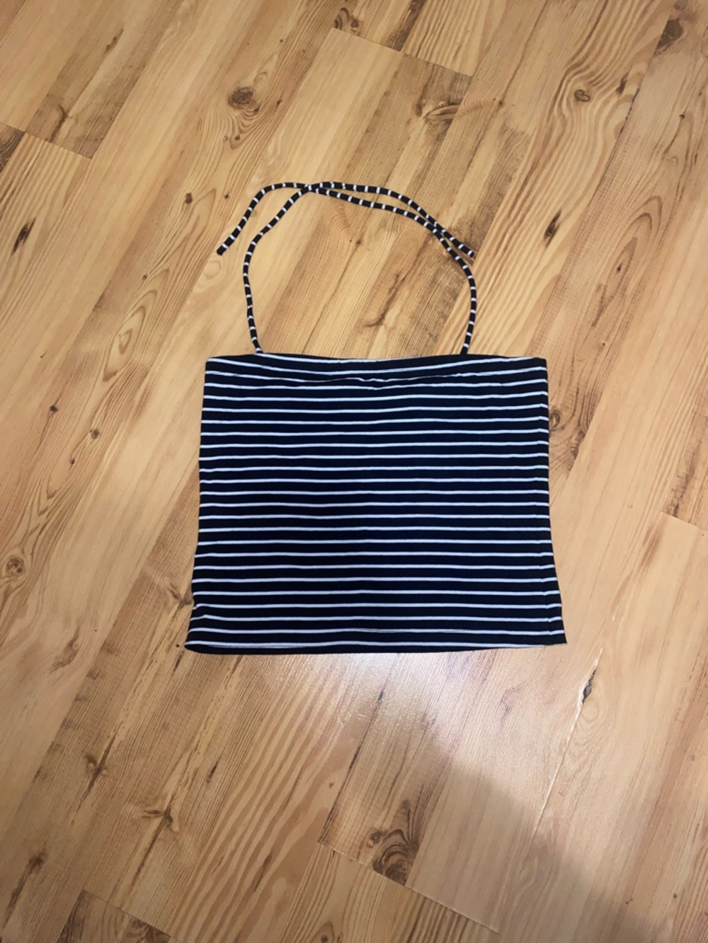Esprit Navy and White Striped Crop Tube Top
